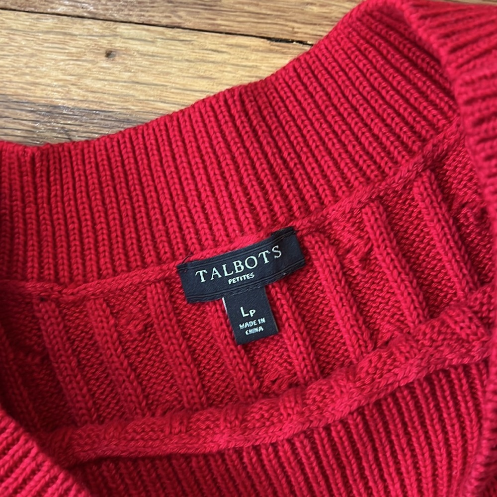 Talbots Red Cotton Sweater - Picture 3 of 7